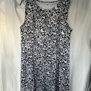 Talbots Floral Navy and White Sleeveless Dress